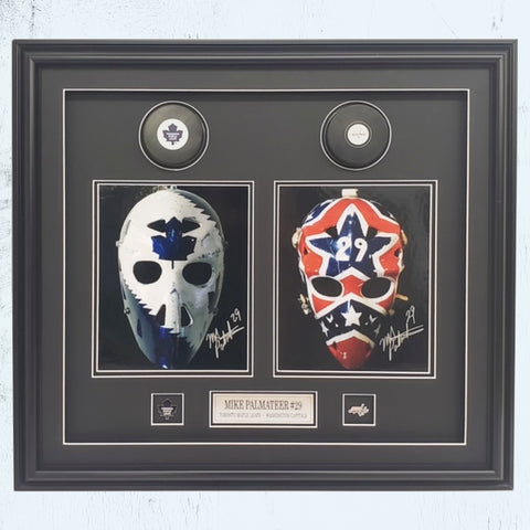 Framed: 22x20 Mike Palmateer Toronto Maple Leafs and Washington Capitals Goalie Mask Image Signed (6)