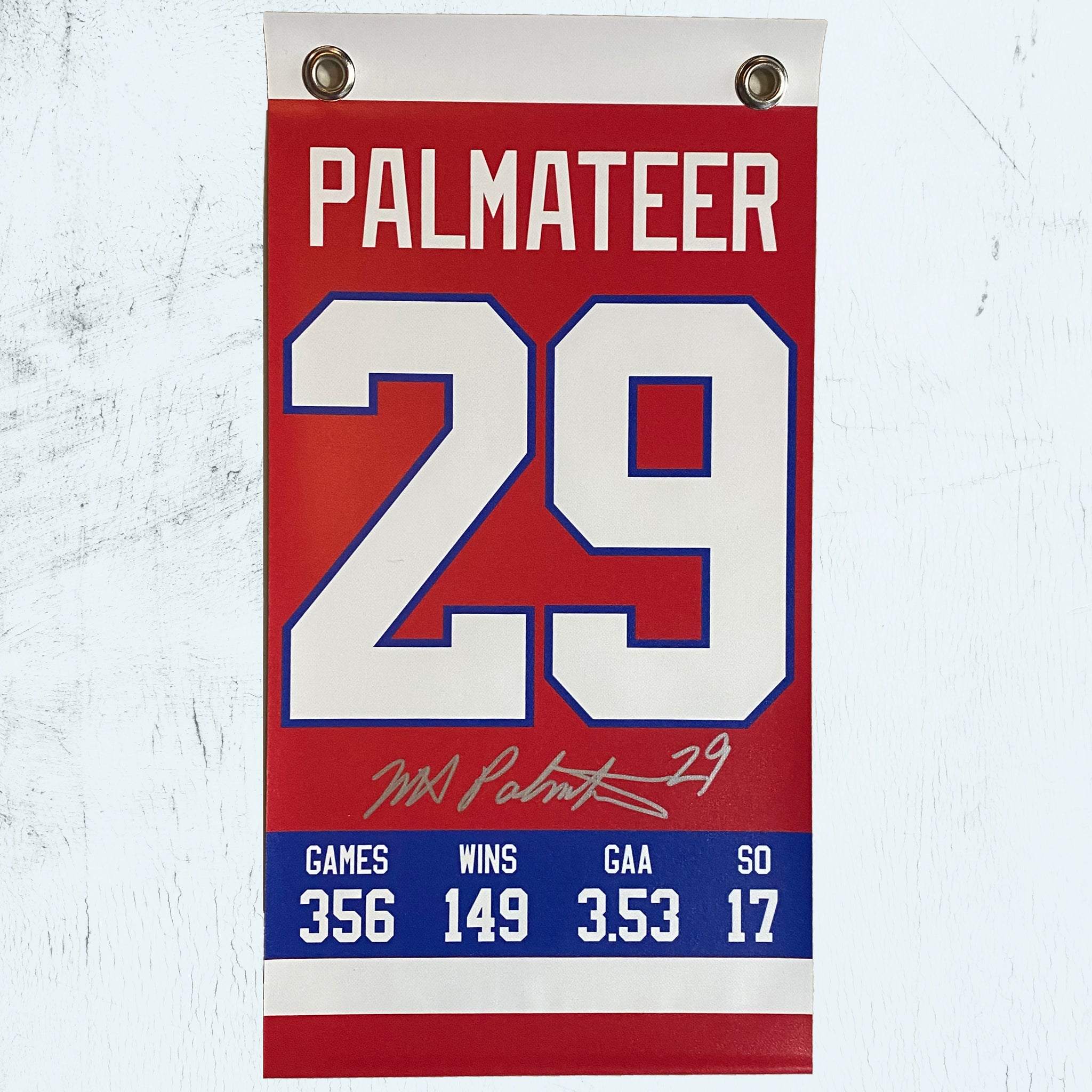 Mike Palmateer Autographed 8" x 15" Washington Capitals Red Banner